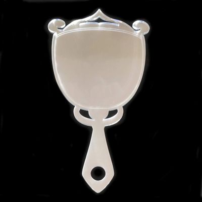 Art Deco Trophy Hand Held Mirror, Engraved, Shatterproof Acrylic