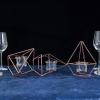 16.5-Inch Long Rose Gold Jointed Geometric Stand Tealight Votive Glass Candle Holders Wedding Centerpieces Decorations view 3