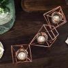16.5-Inch Long Rose Gold Jointed Geometric Stand Tealight Votive Glass Candle Holders Wedding Centerpieces Decorations view 4