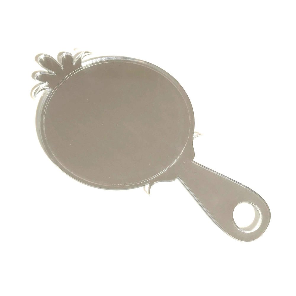 Round Hand Held Mirror, 10 X 4 In, Engraved, Arts & Crafts Acrylic
