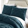 HNU 7 Piece Pintuck Comforter Set King, Pinch Pleated Classic Contemporary Elegant Textured Decorative Green Teal Bedding Warm Soft Cozy Comfy Microfiber Fabric view 2