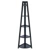 Contemporary Home Living 5-Tier A-Frame Wooden Corner Shelf - 58" - Black view 1