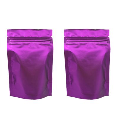 QQ Studio Pack of 100 Matte/Glossy Color Stand-Up Foil Resealable Zipper Pouches (3.3" x 5.1", Matte Purple)