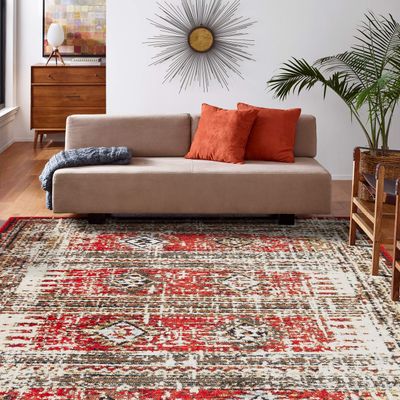 KALATY Solstice Collection Canyon Red Color Area Rug (5'3" x 7'6")