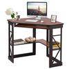VECELO Corner Computer Desk 41 x 30 inches with Smooth Keyboard & Storage Shelves for Home Office Workstation, Teakwood Brown view 1