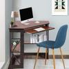 VECELO Corner Computer Desk 41 x 30 inches with Smooth Keyboard & Storage Shelves for Home Office Workstation, Teakwood Brown view 2