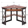 VECELO Corner Computer Desk 41 x 30 inches with Smooth Keyboard & Storage Shelves for Home Office Workstation, Teakwood Brown view 3