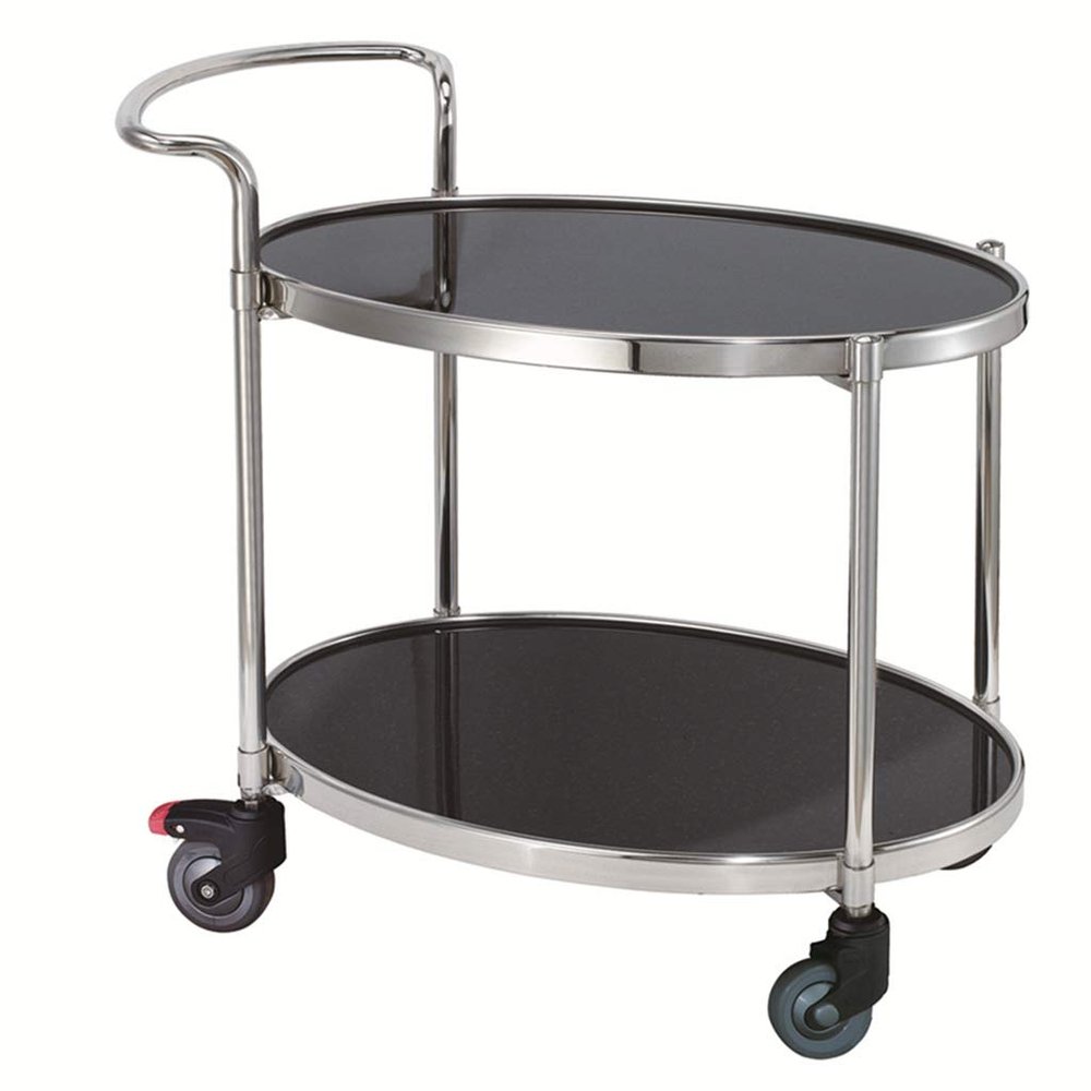 2 Tier Bar Cart Drinks Trolley, Kitchen Serving Trolley High Capacity Storage Shelves with Wheel, Tea Cart, Dining Cart 960 * 500 * 990mm