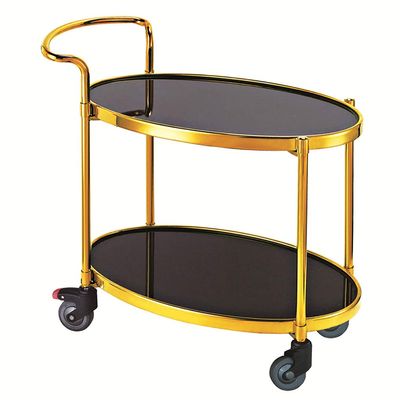 2 Tier Bar Cart Drinks Trolley, Kitchen Serving Trolley High Capacity Storage Shelves with Wheel, Tea Cart, Dining Cart 960 * 500 * 990mm