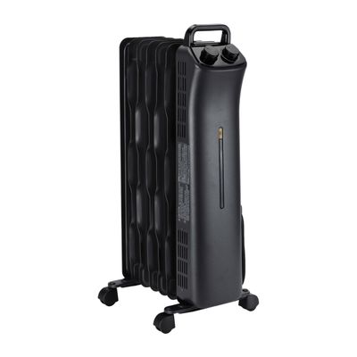 Amazon Basics Portable Oil Space Heater with 7 Oil-Filled Fins, 3 Heat Settings, Adjustable Thermostat, Tip-Over and Overheat Protection, ETL Safety Certificate, 1500W, Black
