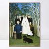 INVIN ART Framed Canvas Giclee Print Art The Wedding Party by Henri Rousseau Wall Art Living Room Home Office Decorations(Wood Color Slim Frame,20"x28") view 1