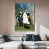 INVIN ART Framed Canvas Giclee Print Art The Wedding Party by Henri Rousseau Wall Art Living Room Home Office Decorations(Wood Color Slim Frame,20"x28") view 2