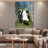 INVIN ART Framed Canvas Giclee Print Art The Wedding Party by Henri Rousseau Wall Art Living Room Home Office Decorations(Wood Color Slim Frame,20"x28") view 3