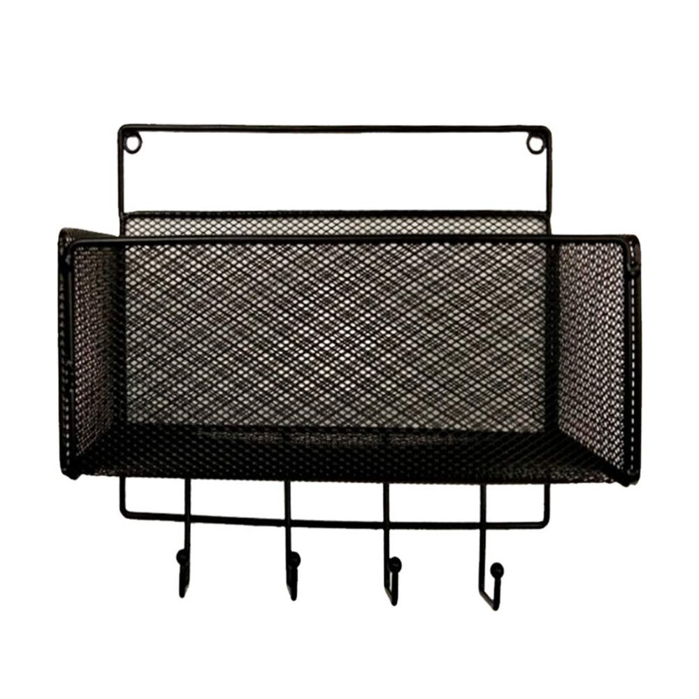 Cabilock Mail Key Holder Wall Mount Mail Letter Holder Key Rack Holder Organizer for Entryway Kitchen Home Office Organization (Black)