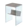 Convenience Concepts Soho End Table in Driftwood Finish and Glass Sides view 3