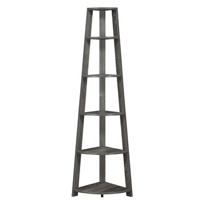 Convenience Concepts Newport 5 Tier Corner Bookcase, Weathered Gray