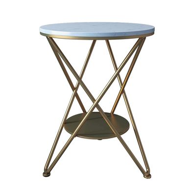 Coffee Tables WFF Nordic Iron Sofa Side Table, Marble, Living Room Storage Table, Balcony Round Table-40cm/50cm62cm (Color : A, Size : 50cm50cm62cm)