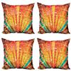 Ambesonne Diamond Throw Pillow Cushion Case Pack of 4, Pop Art Diamond Sun Rays Beams Shady Stripes Nature Rainbow Design Groovy Graphic, Modern Accent Double-Sided Digital Printing, 16", Orange Red view 1