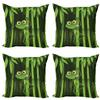 Ambesonne Animal Throw Pillow Cushion Case Pack of 4, Funny Illustration of a Friendly Fun Frog Character on Jungle Trees Nature Forest Cartoon, Modern Accent Double-Sided Digital Printing, 24", Green view 1