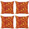 Ambesonne Orange Throw Pillow Cushion Case Pack of 4, Colorful Autumn Fall Season Maple Leaves in Unusual Designs Nature Print, Modern Accent Double-Sided Digital Printing, 24", Burnt Orange view 1