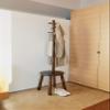 Umbra Pillar Coat Rack, Stool, Clothing Organizer, Umbrella Holder and Hat Organizer, Great for Entryway, Black/Walnut view 2