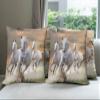 Ambesonne Horses Decorative Throw Pillow Case Pack of 4, Stallion Horses Running on a Mystic Sky Background Male Champions Print, Cushion Cover for Couch Living Room Car, 20", White Orange view 1