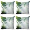 Ambesonne Rainforest Throw Pillow Cushion Case Pack of 4, Sunbeam Between Shadows of Trees Idyllic Scenery of Solitude in Jungle Theme, Modern Accent Double-Sided Digital Printing, 24", Green Bluegrey view 1