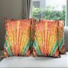 Ambesonne Diamond Throw Pillow Cushion Case Pack of 4, Pop Art Diamond Sun Rays Beams Shady Stripes Nature Rainbow Design Groovy Graphic, Modern Accent Double-Sided Digital Printing, 24", Orange Red view 1