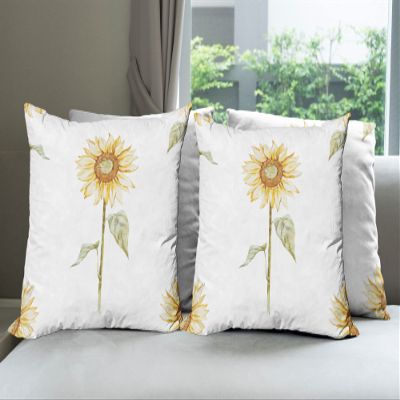Ambesonne Sunflower Throw Pillow Cushion Case Pack of 4, Sunflowers Watercolor Painting Effect and in Minimalistic Design Artwork, Modern Accent Double-Sided Digital Printing, 24", Yellow Green