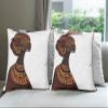 Ambesonne African Throw Pillow Cushion Case Pack of 4, Exotic Beauty Woman with Traditional Totem Illustration, Modern Accent Double-Sided Digital Printing, 24", Brown Cinnamon view 1