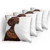 Ambesonne African Throw Pillow Cushion Case Pack of 4, Exotic Beauty Woman with Traditional Totem Illustration, Modern Accent Double-Sided Digital Printing, 24", Brown Cinnamon view 4
