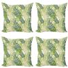 Ambesonne Leaf Decorative Throw Pillow Case Pack of 4, Tropic Exotic Palm Tree Leaves Natural Botanical Spring Summer Contemporary Graphic, Cushion Cover for Couch Living Room Car, 24", Green Ecru view 1