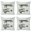 Ambesonne Airplane Throw Pillow Cushion Case Pack of 4, Classic Nostalgic Planes Aircraft Propeller in The Sky Fast Travel Wings Sketch, Modern Accent Double-Sided Digital Printing, 20", Blue Black view 1