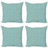 Ambesonne Honey Bee Throw Pillow Cushion Case Pack of 4, Cartoon Style Demonstration of Happy Bugs, Modern Accent Double-Sided Digital Printing, 18", Sky Blue view 1