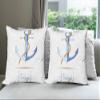 Ambesonne Anchor Throw Pillow Cushion Case Pack of 4, Watercolors Anchor and Rope Time to Travel Classic Sail Emblem Drogue Voyage, Modern Accent Double-Sided Digital Printing, 16", White Brown view 1