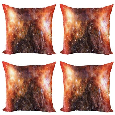 Ambesonne Outer Space Throw Pillow Cushion Case Pack of 4, Nebula Gas Cloud in Deep Outer Space Galaxy Expanse Milky Way Print, Modern Accent Double-Sided Digital Printing, 20", Orange Black