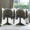 Ambesonne Tree of Life Decorative Throw Pillow Case Pack of 4, Digital Design of Mature Fruit Tree in Retro Engraving Style King of Forest, Cushion Cover for Couch Living Room Car, 24", Green White view 1