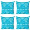 Ambesonne Hamsa Throw Pillow Cushion Case Pack of 4, Theme Hamsa Hands Geometric and Floral Pattern Evil Eye Protection, Modern Accent Double-Sided Digital Printing, 18", Blue view 1