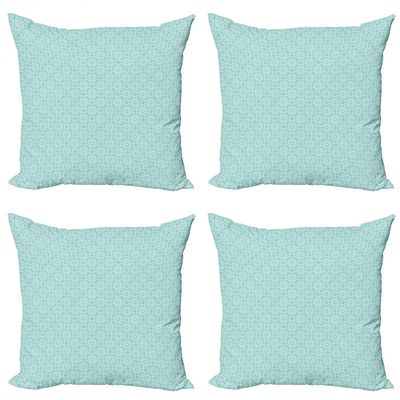 Ambesonne Celtic Decorative Throw Pillow Case Pack of 4, Aqua Celtic Style Twisted Crossed Repeating Circle and Bent Line Webs Print, Cushion Cover for Couch Living Room Car, 18", Teal White