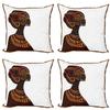 Ambesonne African Throw Pillow Cushion Case Pack of 4, Exotic Beauty Woman with Traditional Totem Illustration, Modern Accent Double-Sided Digital Printing, 16", Brown Cinnamon view 1