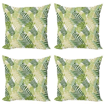 Ambesonne Leaf Decorative Throw Pillow Case Pack of 4, Tropic Exotic Palm Tree Leaves Natural Botanical Spring Summer Contemporary Graphic, Cushion Cover for Couch Living Room Car, 20", Green Ecru