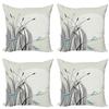 Ambesonne Dragonfly Decorative Throw Pillow Case Pack of 4, Dragonflies on Flowers and Branches Flourishing Nature Spring Time Predator, Cushion Cover for Couch Living Room Car, 18", Beige Charcoal view 1