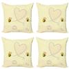Ambesonne Honey Bee Decorative Throw Pillow Case Pack of 4, Buzzing Flies Forming a Heart Drawn by Hand, Cushion Cover for Couch Living Room Car, 24", Yellow Champagne view 1