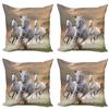Ambesonne Horses Decorative Throw Pillow Case Pack of 4, Stallion Horses Running on a Mystic Sky Background Male Champions Print, Cushion Cover for Couch Living Room Car, 24", White Orange view 1