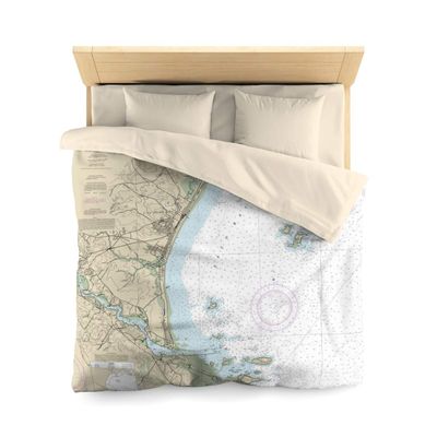 Old Orchard Beach Nautical Chart Microfiber Duvet Cover, Queen - 88" x 88"