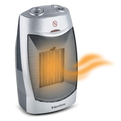 AeroHome 1500W / 750W Ceramic Portable Space Heater Indoor Electric Heater with Overheat & Tip Over Protection - Personal Room Heater with Thermostat Control for Home Bedroom and Office