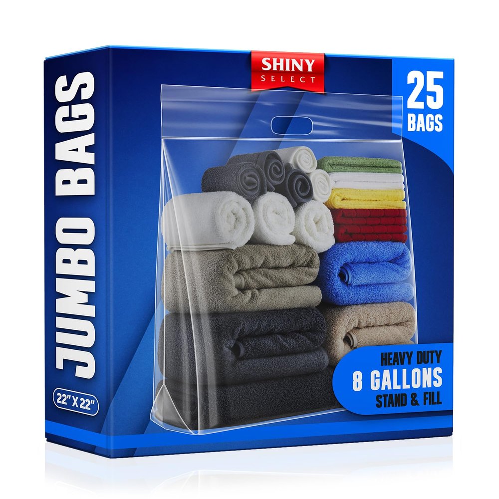 [ 25 BAGS ] JUMBO SIZE Travel Bags - With HANDLES - Heavy Duty Materials - DOUBLE ZIPPER TOP - 8 Gallon Bag Size 22" x 22" - Summer Travel, Picnics, Beach, Pool, Vacation, 25 pound Turkey Brining Bags