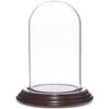 Plymor 2.5" x 4.5" Small Glass Display Dome Cloche (Dark Mahogany Veneer Base) view 1