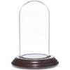 Plymor 2" x 4" Mini Glass Display Dome Cloche (Dark Mahogany Veneer Base) view 1