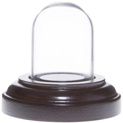 Plymor Miniature 1" x 1.5" Mini Glass Display Dome Tiny Cloche (Dark Mahogany Veneer Base)